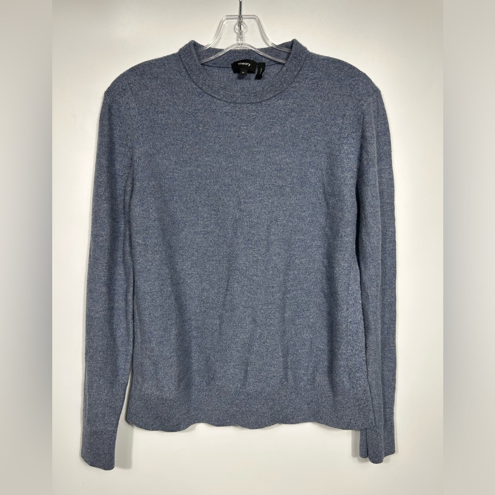 Theory Merino Wool Blend Blue Fitted Formal Crewneck Sweater Size XL